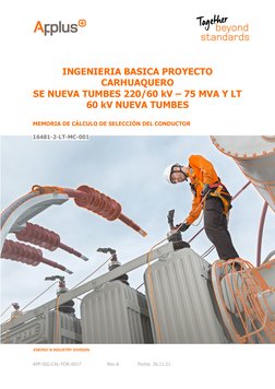 INGENIERIA BASICA PROYECTO
CARHUAQUERO 
SE NUEVA TUMBES 220/60 kV – 75 MVA Y LT
60 kV NUEVA TUMBES
MEMORIA DE CÁLCULO DE SELE
