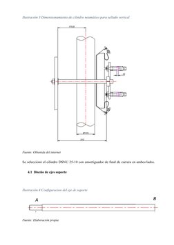 Ilustración 3 Dimensionamiento de cilindro neumático para sellado vertical
Fuente: Obtenida del internet
Se seleccionó el cil