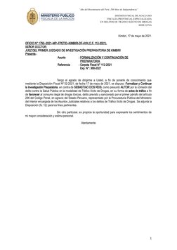 “Año del Bicentenario del Perú: 200 Años de Independencia”
DISTRITO FISCAL DE AYACUCHO
FISCALÍA PROVINCIAL ESP
