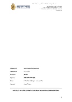 “Año del Bicentenario del Perú: 200 Años de Independencia”
DISTRITO FISCAL DE AYACUCHO
FISCALÍA PROVINCIAL ESP