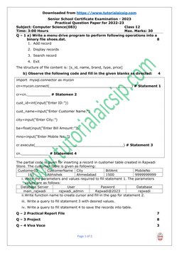 Class 12 Computer Science Practical Exam | PDF