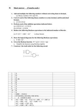 Digital Logic Design Final Exam Paper | PDF | Logic | Elementary ...
