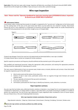 Page 7 of 13 
 
Expiry date of the steel wire ropes under storage: Inspection will determine, according to the discard criter
