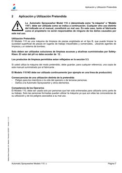 Automatic Spraywasher Modelo 110  /2
Página 7
Safety-Kleen España S.A. Madrid.⋅ Revisión 02/2001 ⋅ Versión  V / 01 
2 
Aplica