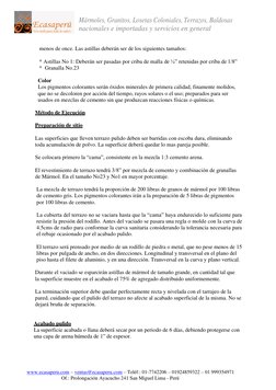 Mármoles, Granitos, Losetas Coloniales, Terrazos, Baldosas 
nacionales e importadas y servicios en general 
 
www.ecasaperu.c