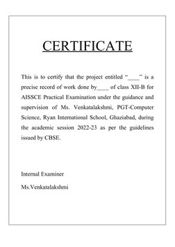 CERTIFICATE
This is to certify that the project entitled “____” is a
precise record of work done by____ of class XII-B for
AI