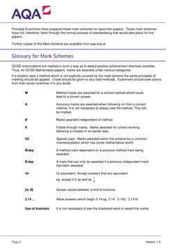 Page 2 
Version 1.0 
 
Principal Examiners have prepared these mark schemes for specimen papers.  These mark schemes