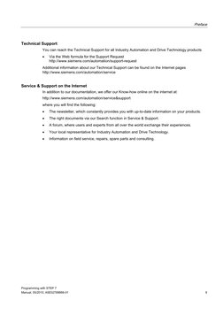 Preface 
  
Programming with STEP 7 
Manual, 05/2010, A5E02789666-01 
9 
Technical Support 
You can reach the Technical Sup