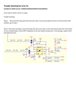 Trouble shooting for error 51 
Suitable for SAKO inverter: SUNSEE/SUNON/SUNON PLUS/SUNPOLO 
 
Error code 51: (Over current or