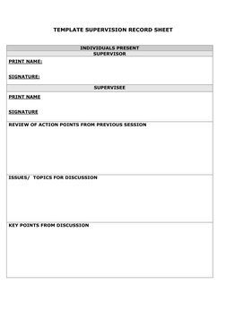 Supervision Record Sheet Template | PDF