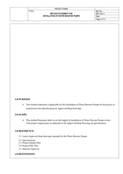 Method Statement for Booster Pump Installation | PDF | Quality ...