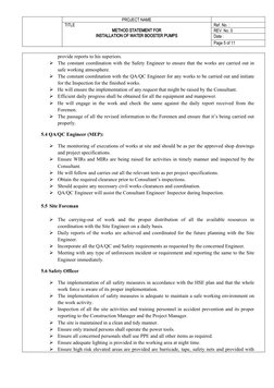 Method Statement for Booster Pump Installation | PDF | Quality ...