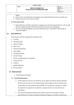 Method Statement for Booster Pump Installation | PDF | Quality ...
