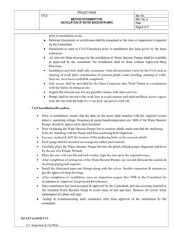 Method Statement for Booster Pump Installation | PDF | Quality ...