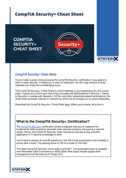 \ 
 
 
 
 
 
 
 
 
 
 
 
 
 
 
 
 
CompTIA Security+ Cheat Sheet  
You've made a great choice pursuing the CompTIA Security+