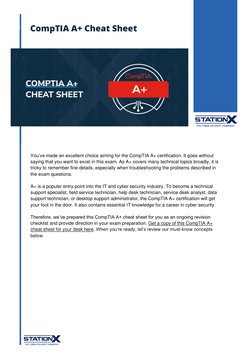 CompTIA A+ Cheat Sheet | PDF | Usb | Computer Network