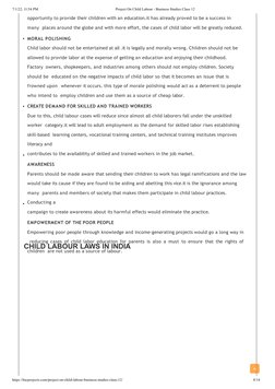 7/1/22, 11:54 PM
Project On Child Labour - Business Studies Class 12
opportunity to provide their children with an education.