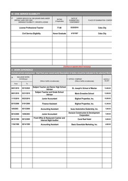 IV.  CIVIL SERVICE ELIGIBILITY
27.
CAREER SERVICE/ RA 1080 (BOARD/ BAR) UNDER 
SPECIAL LAWS/ CES/ CSEE