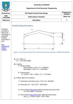 University of Sheffield 
 
Department of Civil Structural  Engineering 
Revised by: 
EC3 Plastic Portal Frame Design 
Prepa