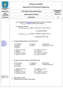 University of Sheffield 
 
Department of Civil Structural  Engineering 
Revised by: 
EC3 Plastic Portal Frame Design 
Prepa