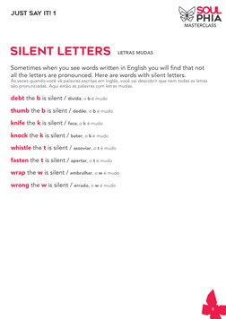 6
MASTERCLASS
JUST SAY IT! 1
SILENT LETTERS
Sometimes when you see words written in English you will find that not 
all the l