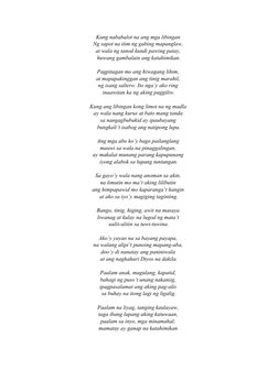 Kung nababalot na ang mga libingan 
Ng sapot na itim ng gabing mapanglaw, 
at wala ng tanod kundi pawing patay, 
huwang gamba