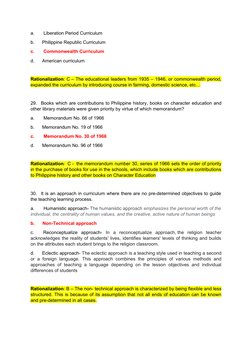 a.       Liberation Period Curriculum
b.      Philippine Republic Curriculum
c.       Commonwealth Curriculum
d.      America