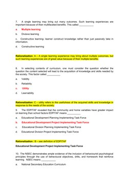  
7.      A  single  learning  may  bring  out  many  outcomes.  Such  learning  experiences  are
important because of their