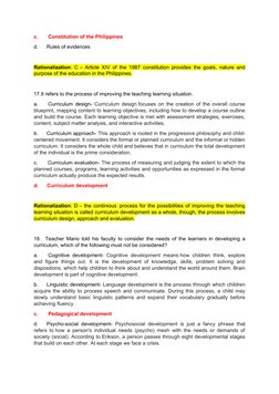c.       Constitution of the Philippines
d.      Rules of evidences
Rationalization: C – Article XIV of the 1987 constitution