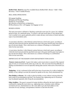 HotRevPAR - Hotel Revenue Per Available Room (HotRevPAR= (Room + F&B + Other 
Revenue) / Total Available Rooms)
BELL DESK OPE