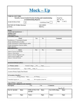 Access Control System Commissioning Checklist | PDF | Access Control ...