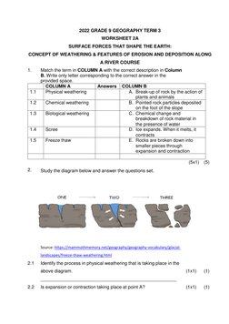 Grade 9 Geography Term 3 Weathering | PDF | Weathering | Erosion