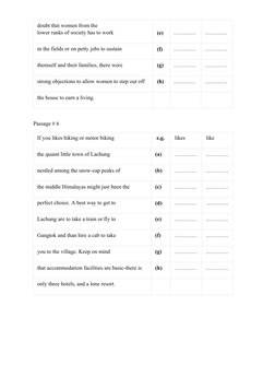 doubt that women from the
lower ranks of society has to work
(e)
…………
…………
in the fields or on petty jobs to sustain
(f)
…………