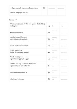 will get unusually warmer, and much plants, 
(h)
…………
…………
animals and people will die.
Passage # 9
Our independence in 1947