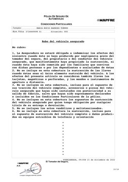 PÓLIZA DE SEGURO DE 
AUTOMÓVILES
P.P.
CONDICIONES PARTICULARES
Tomador
Núm. Póliza
El Tomador del Seguro,