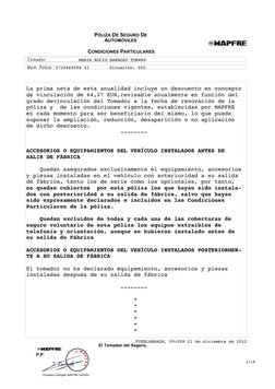PÓLIZA DE SEGURO DE 
AUTOMÓVILES
P.P.
CONDICIONES PARTICULARES
Tomador
Núm. Póliza
El Tomador del Seguro, 
La prima neta de e