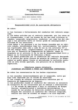 PÓLIZA DE SEGURO DE 
AUTOMÓVILES
P.P.
CONDICIONES PARTICULARES
Tomador
Núm. Póliza
El Tomador del Seguro, 
        Responsabi