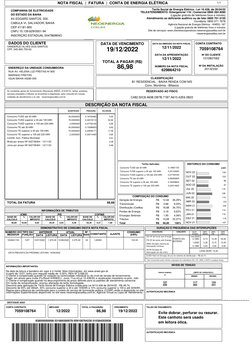 Consumo-TUSD até 30 kWh
        30,0000000 
 0,18794483 
             5,63 
Consumo-TUSD superior a 30 até 100 kWh