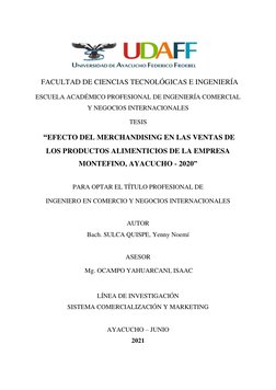 FACULTAD DE CIENCIAS TECNOLÓGICAS E INGENIERÍA 
ESCUELA ACADÉMICO PROFESIONAL DE INGENIERÍA COMERCIAL 
Y NEGOCIOS INTER