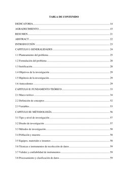 TABLA DE CONTENIDO 
DEDICATORIA .........................................................................................