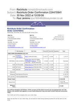 RockAuto Order Confirmation Details | PDF | Banks | Service Industries