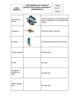 Procedimiento Seguro para Equipos y Herramientas | PDF | Herramientas ...