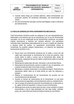 Procedimiento Seguro para Equipos y Herramientas | PDF | Herramientas ...