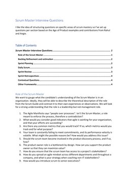 Scrum Master Interview Questions 
 
I like the idea of structuring questions on specific areas of scrum mastery so I’ve set u