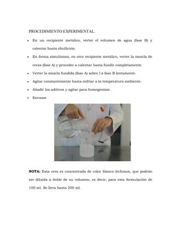 PROCEDIMIENTO EXPERIMENTAL.

En  un  recipiente  metálico,  verter  el  volumen  de  agua  (fase  B)  y
calentar hasta ebull