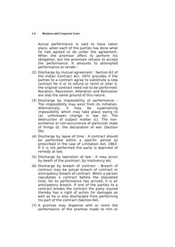 Business and Corporate Laws
Actual  performance  is  said  to  have  taken 
place, when each of the parties has done what 
he