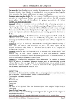 Unit-1 Introduction To Computer 
 
Written By Mehran Ali Master Of Computer Science 
Page 7 
 
Encyclopedia: Encyclopedia sof