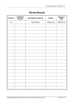 File Number/Version：CE-I03B-017/1.0
Intellectual property rights belong to Shenzhen Lifotronic technology Co.,LTD.
Page 2 of