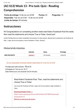 7/11/22, 18:27
(AC-S13) Week 13 - Pre task: Quiz - Reading Comprehension: INGLES I (55801)
https://canvas.utp.edu.pe/courses/