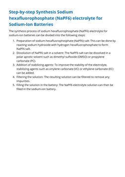 NaPF6 Electrolyte Synthesis for Batteries | PDF | Science & Mathematics